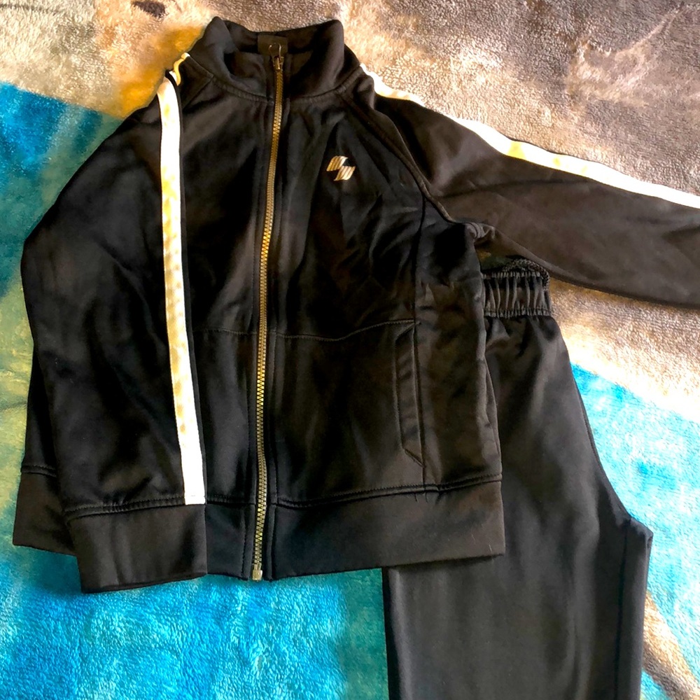 Boy 7/8 2 pc black track suit